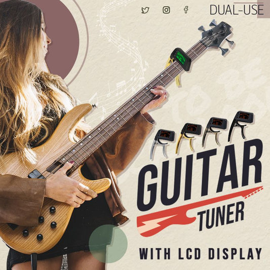 Gitar-kapodaster med dobbel funksjon og LCD-skjerm