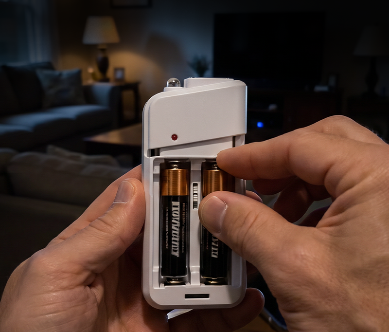 Drives av AA-batterier