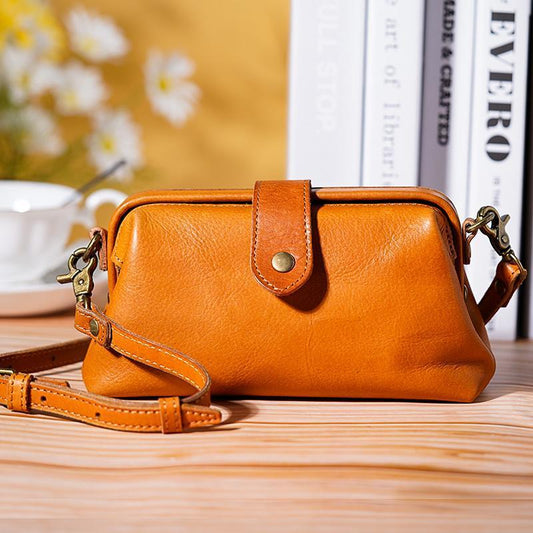 Ideell gave - Premium skinn Retro Håndlaget Veske