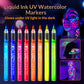 🎨✨ 8 UV-penner gløder i mørket – vanntette og lette å vaske av. Perfekt til fester! 💥