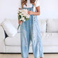 Søte Avslappede Jumpsuit med Knapper for Kvinner - Slitte Denim Snekkerbukse