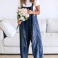 Søte Avslappede Jumpsuit med Knapper for Kvinner - Slitte Denim Snekkerbukse