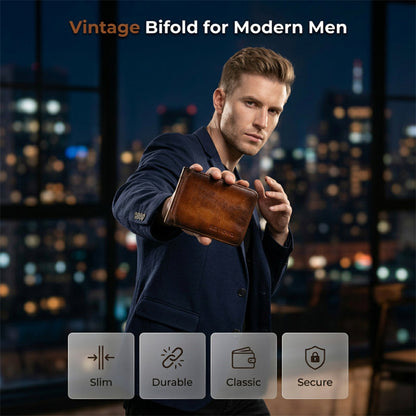 Minimalistisk RFID-blokkerende lærlommebok for menn – ultratynn, ekte okseskinn av ytterste lag, kort design for daglig bruk