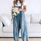 Søte Avslappede Jumpsuit med Knapper for Kvinner - Slitte Denim Snekkerbukse