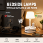 💡 Nattbordslampe med ladestasjon – 3/4 stikkontakter, 2 USB, 1 USB-C. Kabelorganisator og 3 lysfarger! 🔌✨
