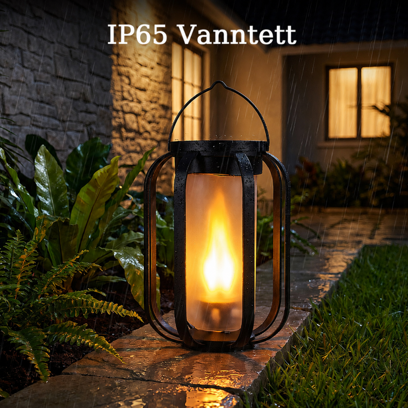 ☀️ Solcelledrevet lanterne med flimrende flamme – vanntett og automatisk – realistisk, varmt lys, perfekt til terrasser, hager eller stier – ingen ledning nødvendig 🌙