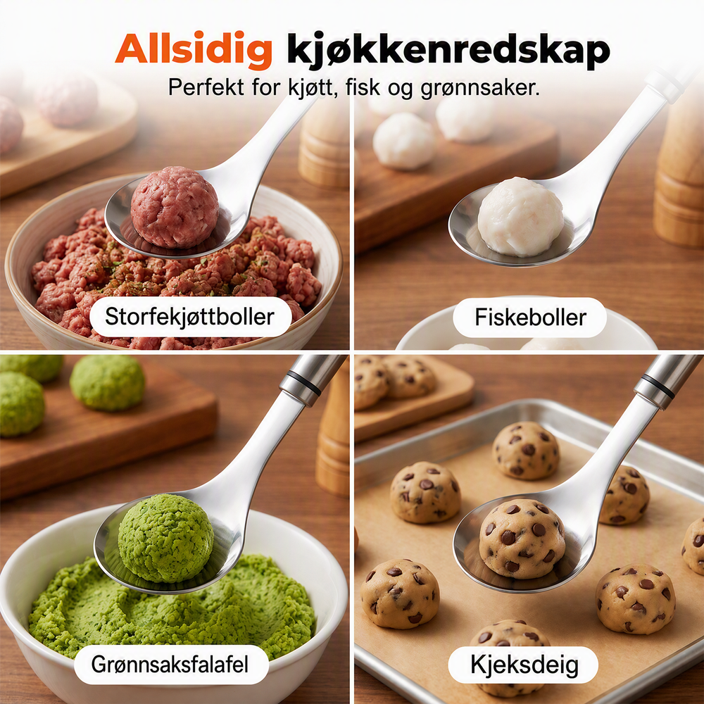 🍽️ Kjøttbollformer i rustfritt stål – rask, ren og enkel å bruke. Perfekt til hjemmelaging! 🔪✨