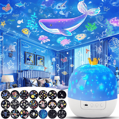 🎃👻 Siste dag med salg – 50 % rabatt 💜 Nattlysprojektor for barn, sett med 15 filmer 🔋 Type-C-lading