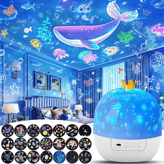 🎃👻 Siste dag med salg – 50 % rabatt 💜 Nattlysprojektor for barn, sett med 15 filmer 🔋 Type-C-lading