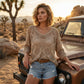 🥰Sommerutsalg💛Beige heklet topp med V-hals for damer, inspirert av bohem-stilen