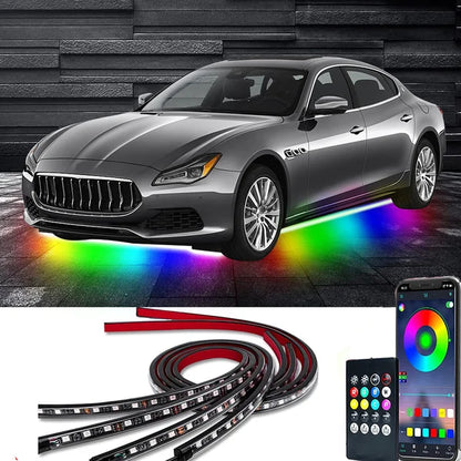 2025 bilchassis fleksible RGB vanntette LED-lysstrimler (4 stk.)