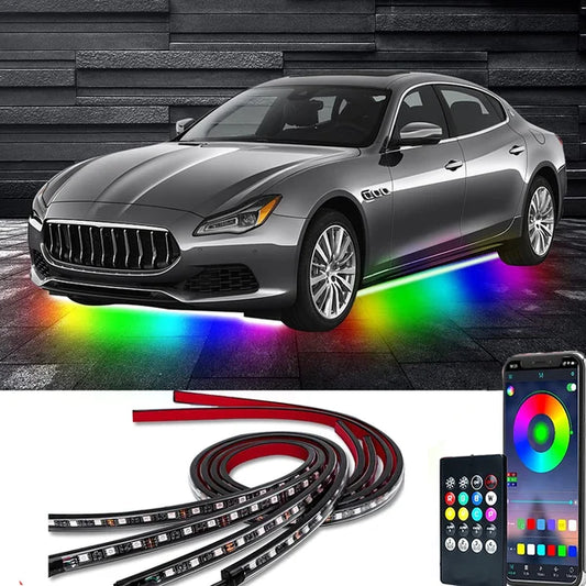 2025 bilchassis fleksible RGB vanntette LED-lysstrimler (4 stk.)
