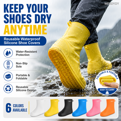 👟 Vanntette skovertrekk – forsterket, slitesterk såle, sklisikkert mønster. Tøyelig passform, foldbare – perfekt til regn og utendørs! ☔💪