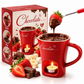 🍫 Keramisk sjokoladefondue med telys – holder sjokoladen varm, gaffelåpning, juletema. Perfekt for koselige kvelder! ✨🎄