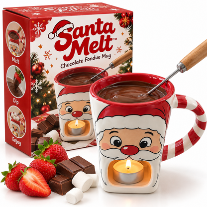 🍫 Keramisk sjokoladefondue med telys – holder sjokoladen varm, gaffelåpning, juletema. Perfekt for koselige kvelder! ✨🎄