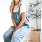 Søte Avslappede Jumpsuit med Knapper for Kvinner - Slitte Denim Snekkerbukse