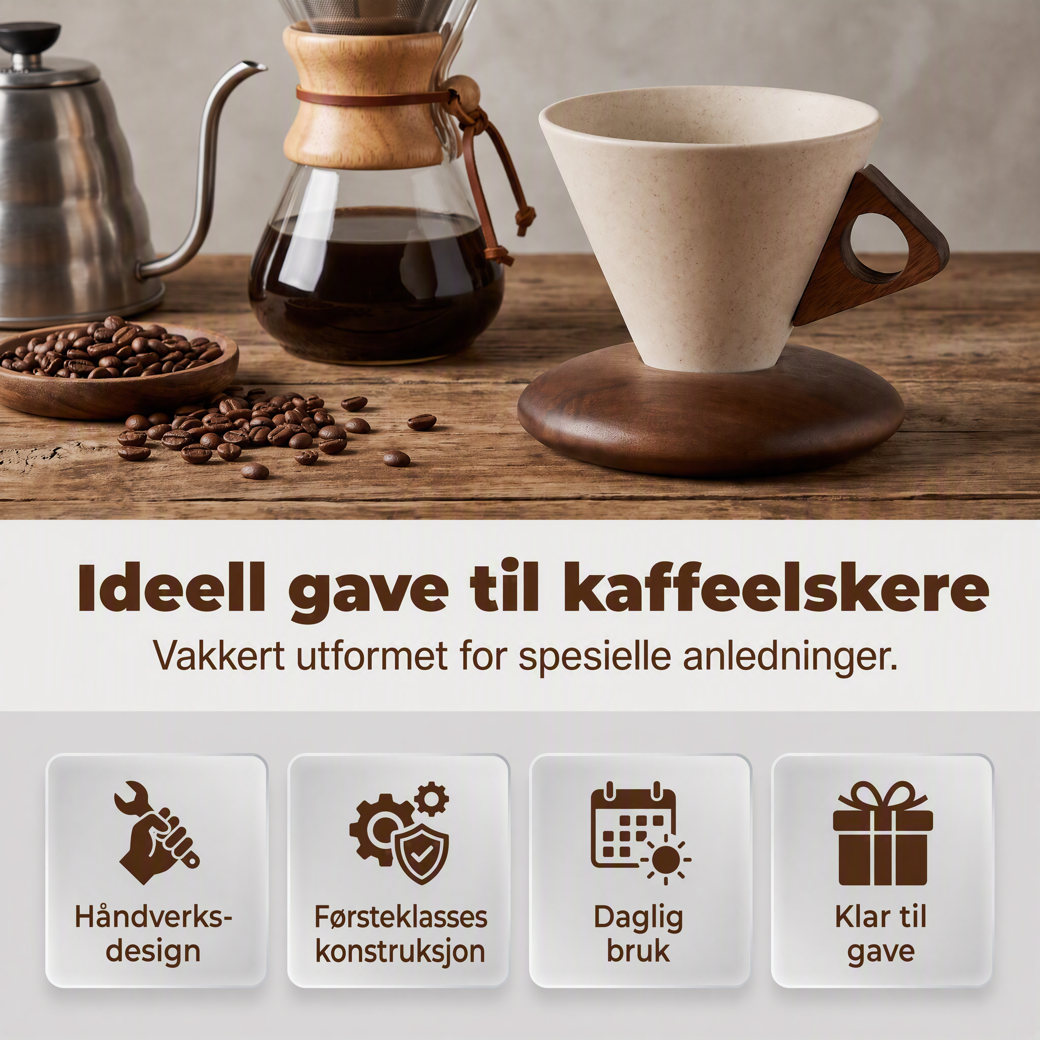 ☕ Håndlaget kaffekrus i keramikk – trehåndtak, matt glasur, 180ml. Unikt og rustikt! 🪵✨