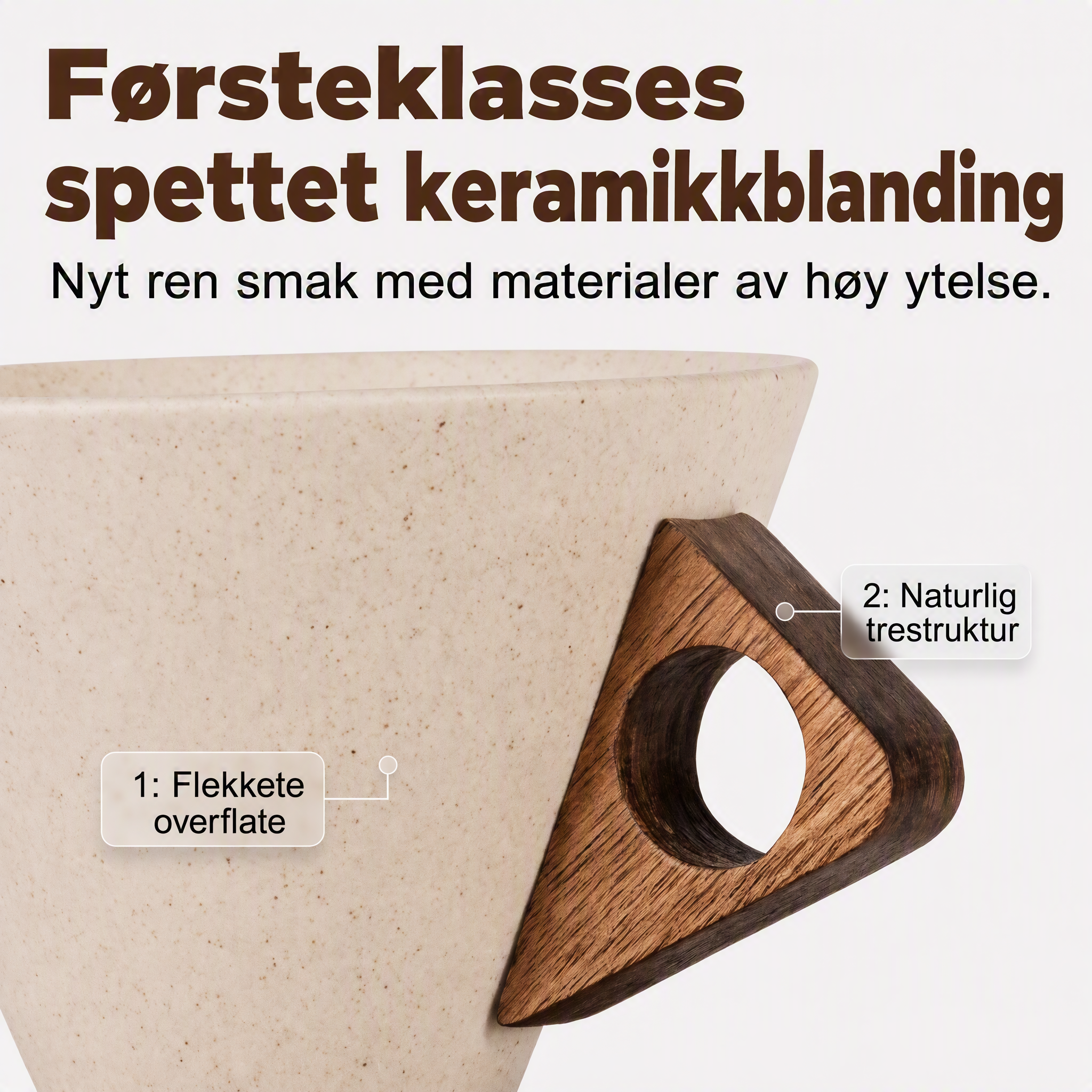 ☕ Håndlaget kaffekrus i keramikk – trehåndtak, matt glasur, 180ml. Unikt og rustikt! 🪵✨