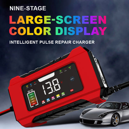 🔋 FLASH-SALG: 50 % RABATT! ⚡ Intelligent 12 V 6 A-batterilader til bil – 9-trinns lading, pulsgjenoppretting og farge-LCD 🚗