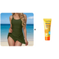 👙 BEGRENSET TILBUD: 50 % RABATT! 🌺 Badedrakt med skjørt og rynket design samt doble stropper – slanker magen, gir god støtte og tørker raskt ✨