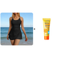 👙 BEGRENSET TILBUD: 50 % RABATT! 🌺 Badedrakt med skjørt og rynket design samt doble stropper – slanker magen, gir god støtte og tørker raskt ✨