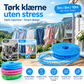 🧺 Vindtett klessnor for reise – 5/8/10 m, S-kroker i stål, kompakt. Perfekt for camping og hotell! ✨🧳