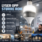 💡 Kjempe LED-pære 160mm – dobbel kjerne, 300m² dekning, E27, høy fargegjengivelse. Perfekt til store rom! ✨🔌