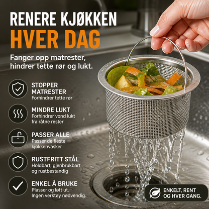 🧼 Avløpsfilter til vasken – universell passform, holdbar, enkel rengjøring. Perfekt til hverdagsbruk! 💪🍽️
