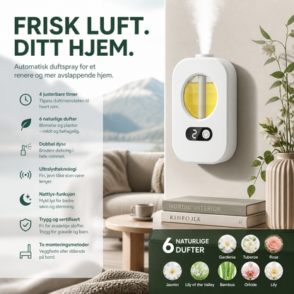 🌿 Smart aromadiffuser – 8 dufter, 4 nivåer, nattlampe. Frisk luft i alle rom! ✨💨