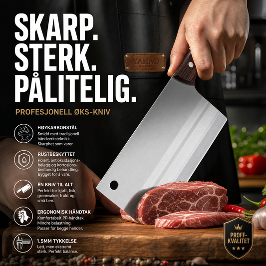 ✨ Smidd kokkekniv i høykarbonstål – Skarp, slitesterk, rustbestandig og allsidig for ethvert kjøkken! ✨