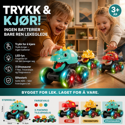 🚙 Lysende monstertruck – trykk, start og se den kjøre! Tøff og slitesterk for aktive barn! 💡🦕