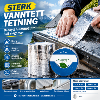 💧 Vanntett tetningstape – butylgummi, 5 lag, UV-bestandig. Stopper lekkasjer umiddelbart – inne og ute! ✨🛠️
