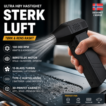 ⚡ Trådløs turbovifte – 13 blader, 180W, dobbeltlager. Rask rengjøring og styling! 💨🔋