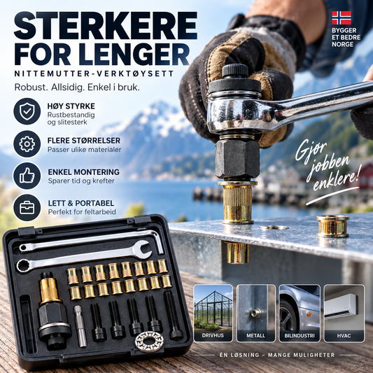 🔩 Naglepistolhode og mutterhette – holdbart stål, enkel montering. Perfekt til bil, møbler og industri! 🛠️✨