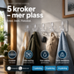 🧷 Selvklebende kroklist med 5 kroker – borrfri, gjenbrukbar, vanntett. Spar plass i kjøkken, bad og gang! 🛁🚪