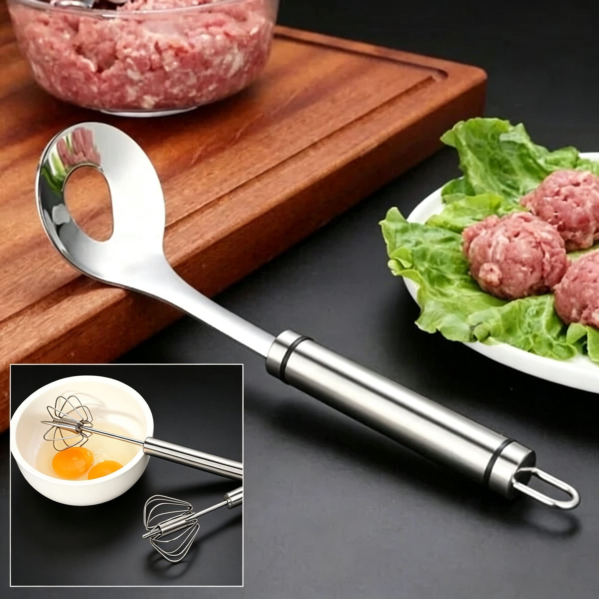 🍽️ Kjøttbollformer i rustfritt stål – rask, ren og enkel å bruke. Perfekt til hjemmelaging! 🔪✨