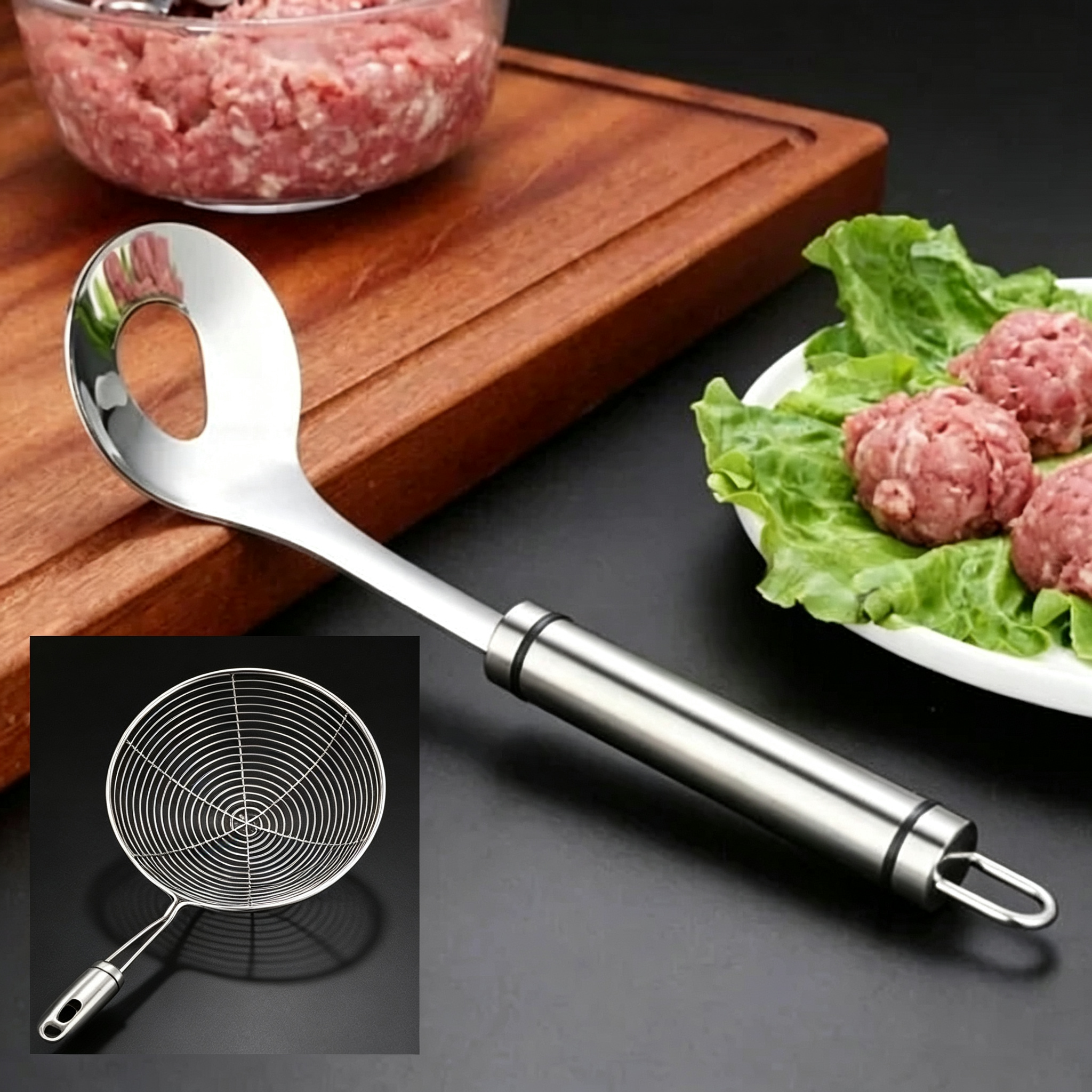 🍽️ Kjøttbollformer i rustfritt stål – rask, ren og enkel å bruke. Perfekt til hjemmelaging! 🔪✨