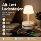 💡 Nattbordslampe med ladestasjon – 3/4 stikkontakter, 2 USB, 1 USB-C. Kabelorganisator og 3 lysfarger! 🔌✨