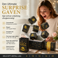 🎁 Overraskelsesgaveboks – 6–20 lag, hoppende esker, sort/gull. Perfekt til bursdager og jubileer! 🥳✨