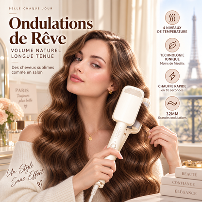 💅 BLITZTILBUD: 50 % RABATT! 32 mm krølltang – negative ioner, 4 temperaturinnstillinger 160–220 °C og automatisk avstengning etter 60 minutter for voluminøse krøller ✨
