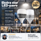 💡 Kjempe LED-pære 160mm – dobbel kjerne, 300m² dekning, E27, høy fargegjengivelse. Perfekt til store rom! ✨🔌