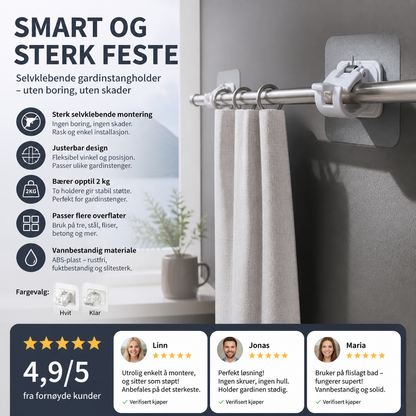 🏠 Selvklebende stangbraketter – vannavstøtende, rustfrie, passer til tre, fliser og betong! 💪🛡️