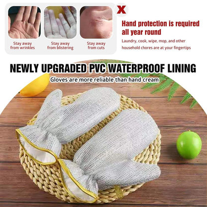 🧤 Oppvaskhansker med skurepute – vanntett PVC, kraftig skrubbing, ripesikker. Beskytter hender og kokekar! ✨🛡️