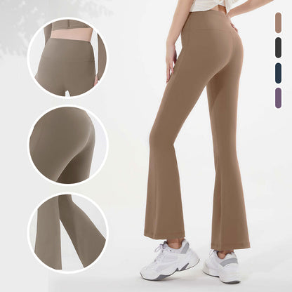 Smalle, hurtigtørkende yogabukser med høy midje og klokkebunn