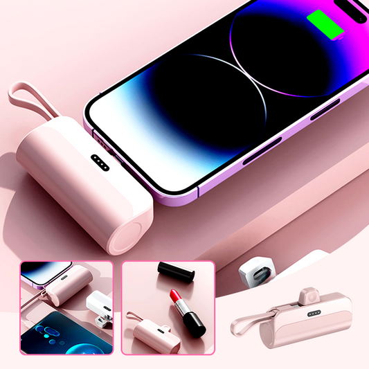 Bærbar Powerbank med Høy Kapasitet og Innebygde Kabler