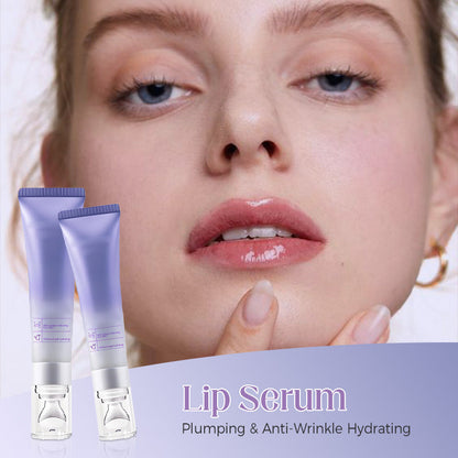 🧴 Pleiende leppeserum med massasjerull – hyaluronsyre, langvarig farge, glattende. Perfekt for tørre lepper! 💪💄