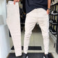 Slim-fit casual bukser i ensfarget farge for menn