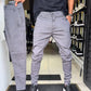 Slim-fit casual bukser i ensfarget farge for menn