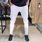 Slim-fit casual bukser i ensfarget farge for menn