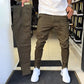 Slim-fit casual bukser i ensfarget farge for menn